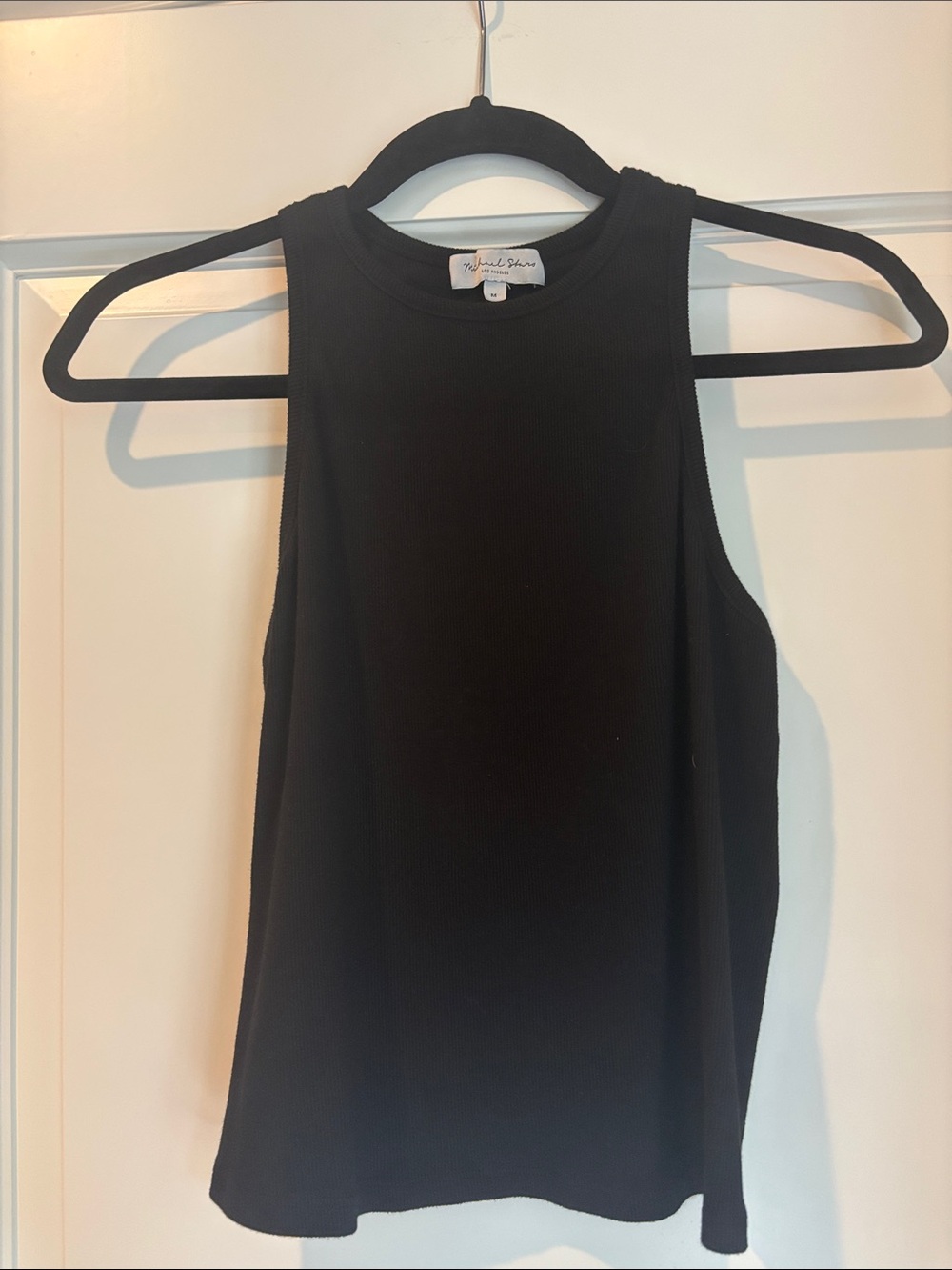 Michael Stars Black Ribbed High-Neck Tank, Size M